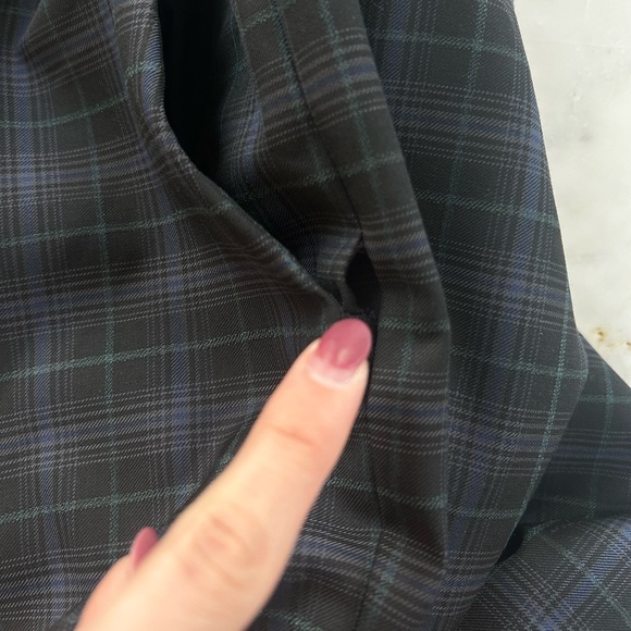 Tibi Marvel Blue/Black Plaid Taylor Straight Leg Pants Size 6 Officewear - Picture 7 of 8